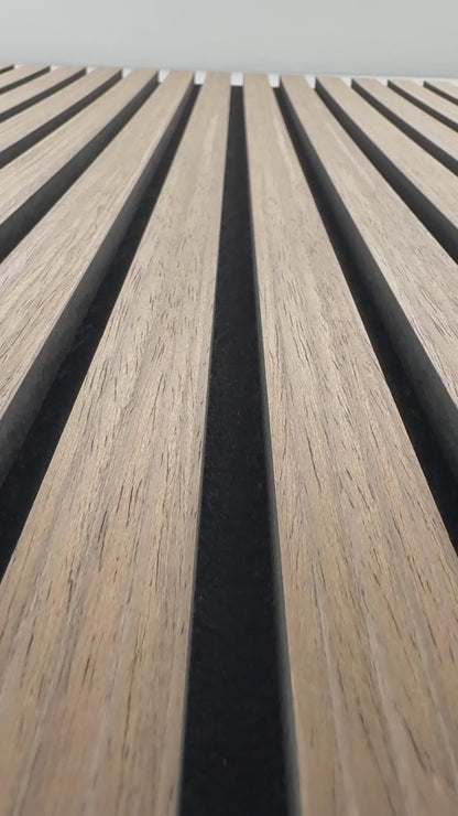 Smoke Oak Wood Veneer Grille Acoustic Panel